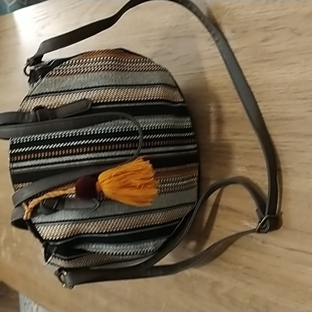 Boho Artisan Striped Tambie Tote Crossbody EUC